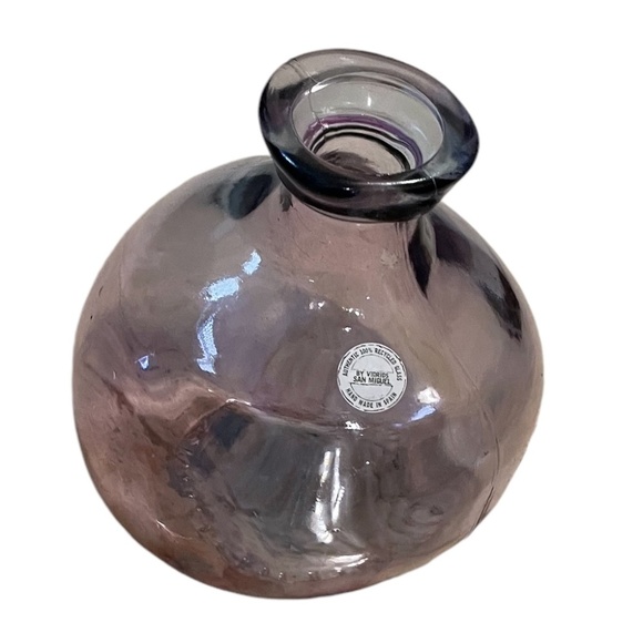 Handmade San Miguel 100% Recycled Bubble Pink Glass Vase Spain 9” High - Picture 2 of 8